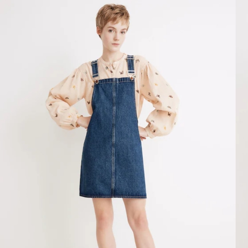 Madewell Blue Denim Overall Dress